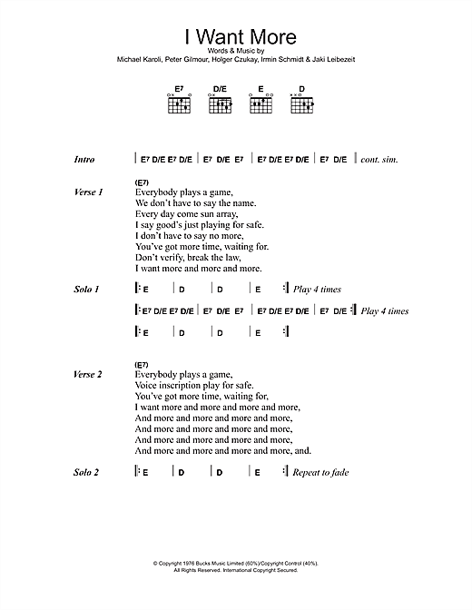 Download Can I Want More Sheet Music and learn how to play Lyrics & Chords PDF digital score in minutes