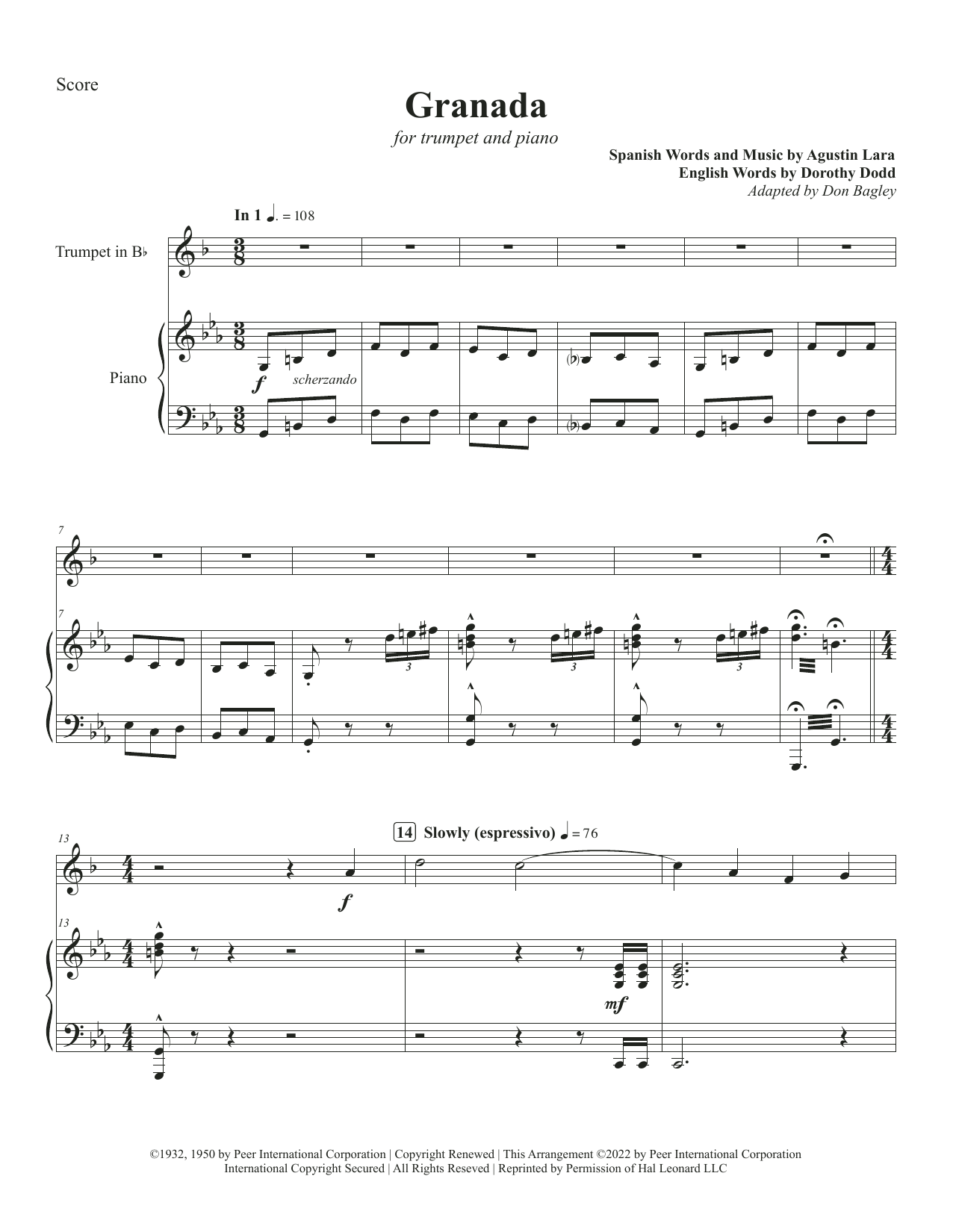 Download Canadian Brass Granada Sheet Music and learn how to play Trumpet and Piano PDF digital score in minutes