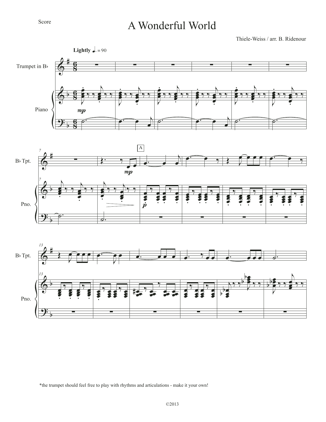 Download Canadian Brass What A Wonderful World Sheet Music and learn how to play Trumpet and Piano PDF digital score in minutes