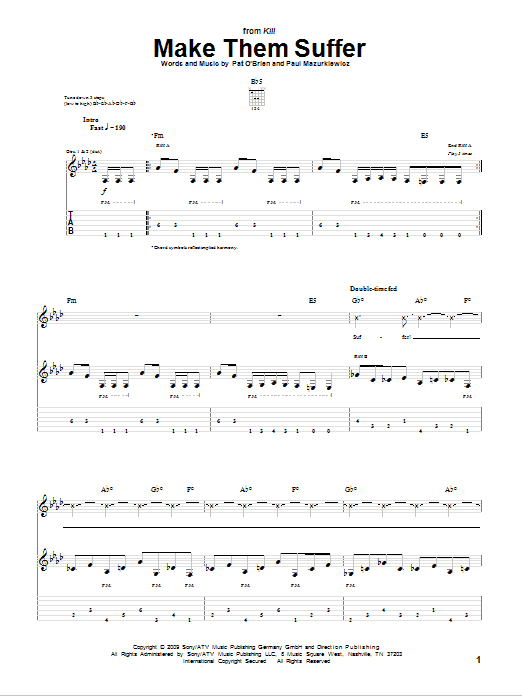 Download Cannibal Corpse Make Them Suffer Sheet Music and learn how to play Guitar Tab PDF digital score in minutes