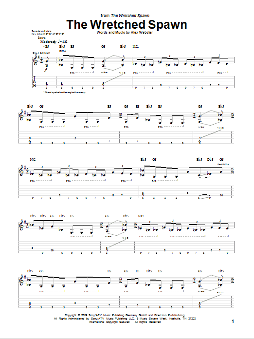 Download Cannibal Corpse The Wretched Spawn Sheet Music and learn how to play Guitar Tab PDF digital score in minutes