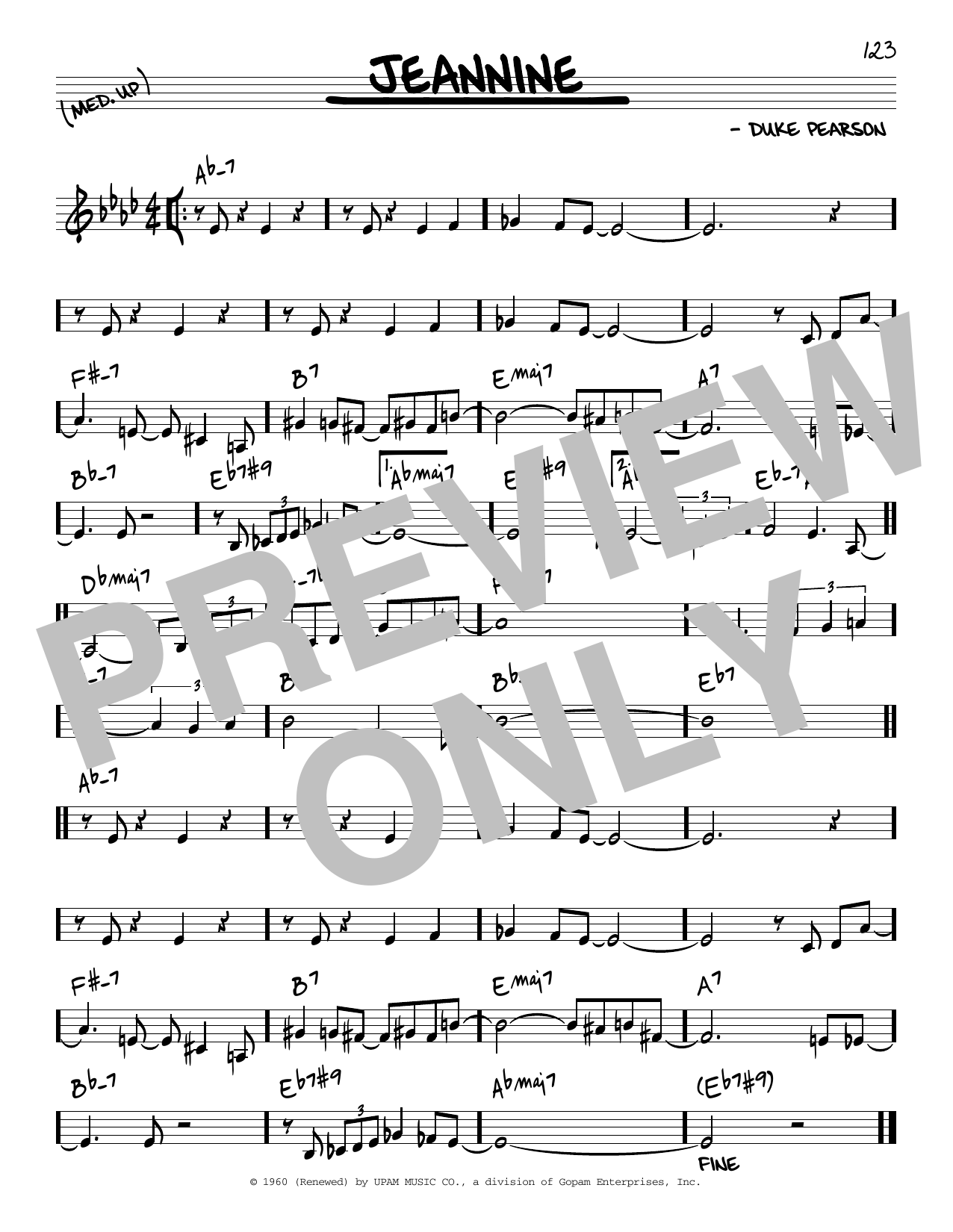 Download Cannonball Adderley Jeannine Sheet Music and learn how to play Real Book – Melody & Chords – C Instruments PDF digital score in minutes