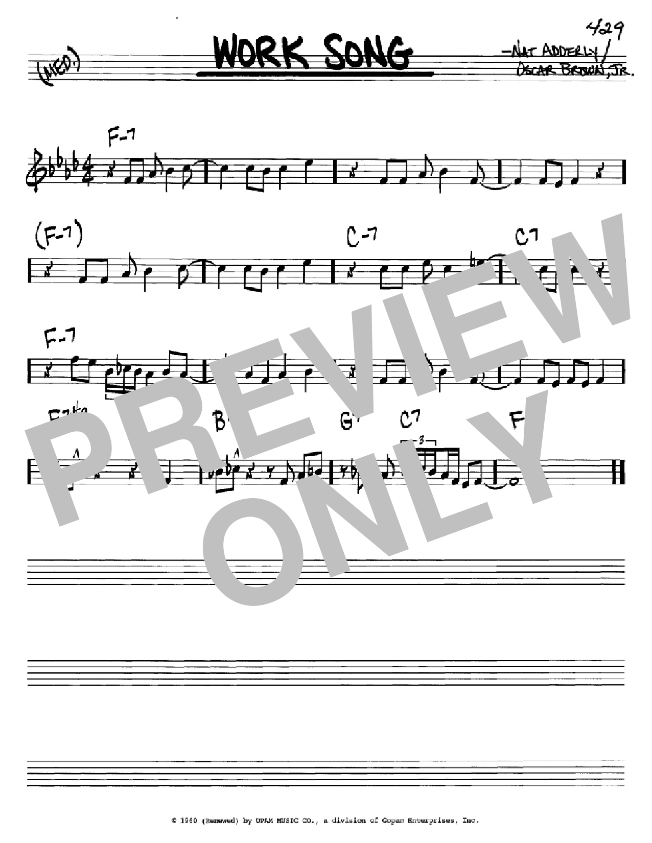 Download Cannonball Adderley Work Song Sheet Music and learn how to play Harmonica PDF digital score in minutes