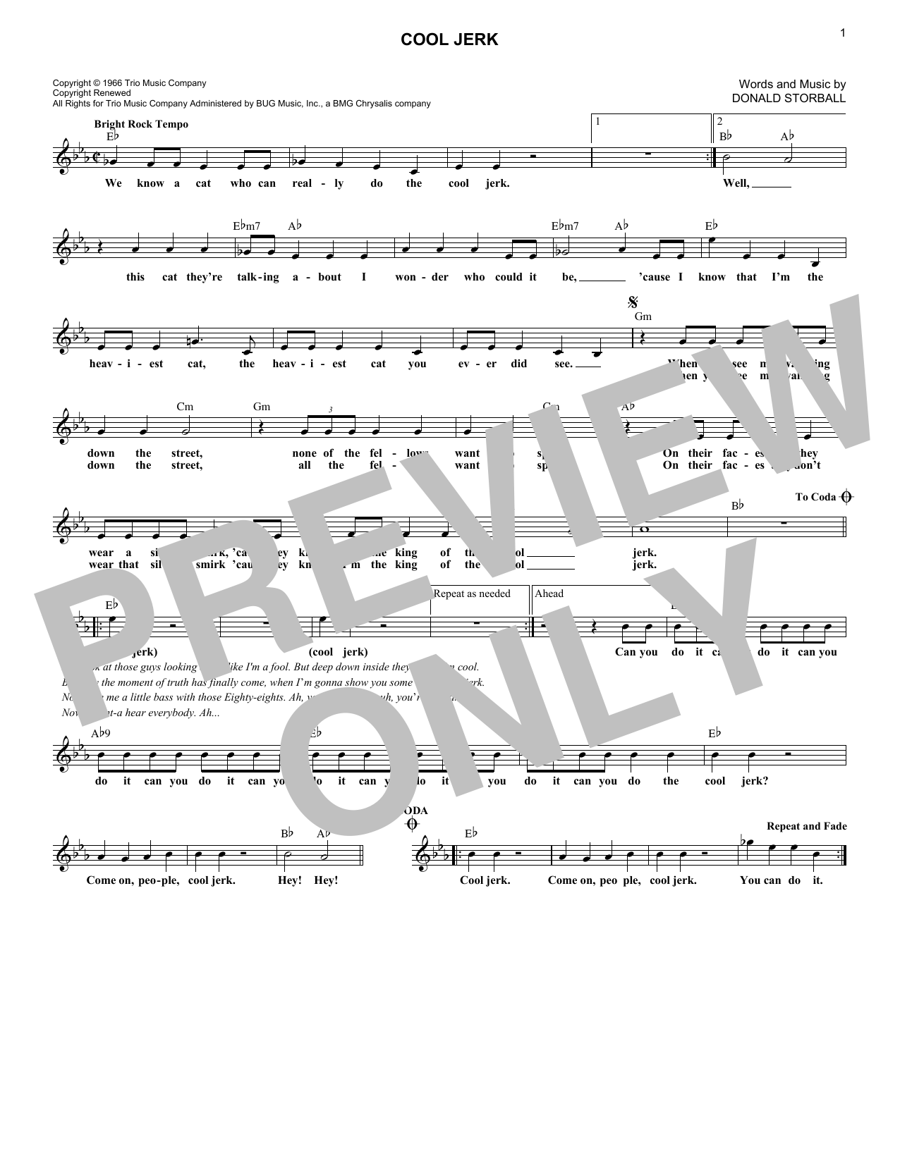 Download Capitols Cool Jerk Sheet Music and learn how to play Real Book – Melody & Chords PDF digital score in minutes