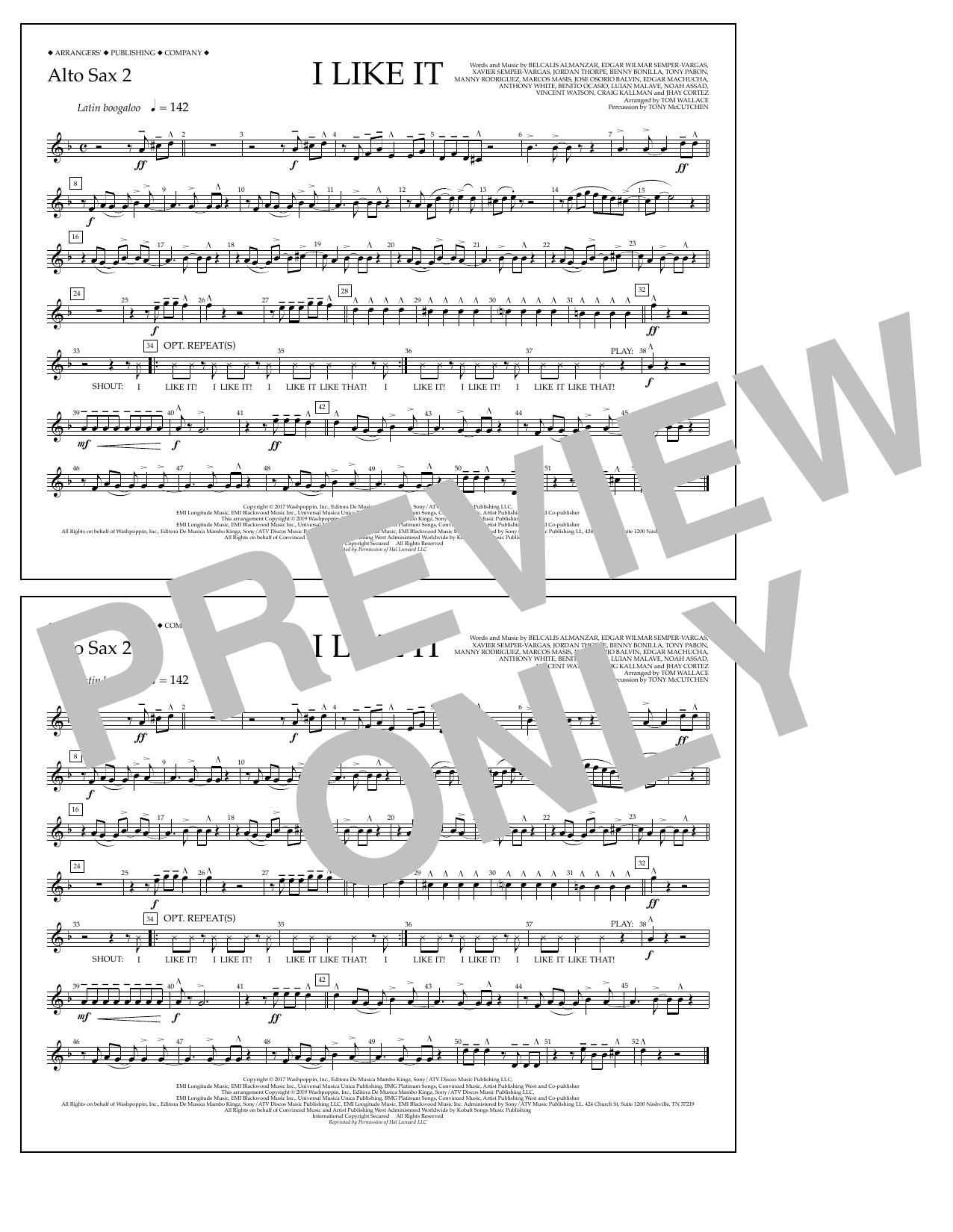 Download Cardi B, Bad Bunny & J Balvin I Like It (arr. Tom Wallace) - Alto Sax 2 Sheet Music and learn how to play Marching Band PDF digital score in minutes