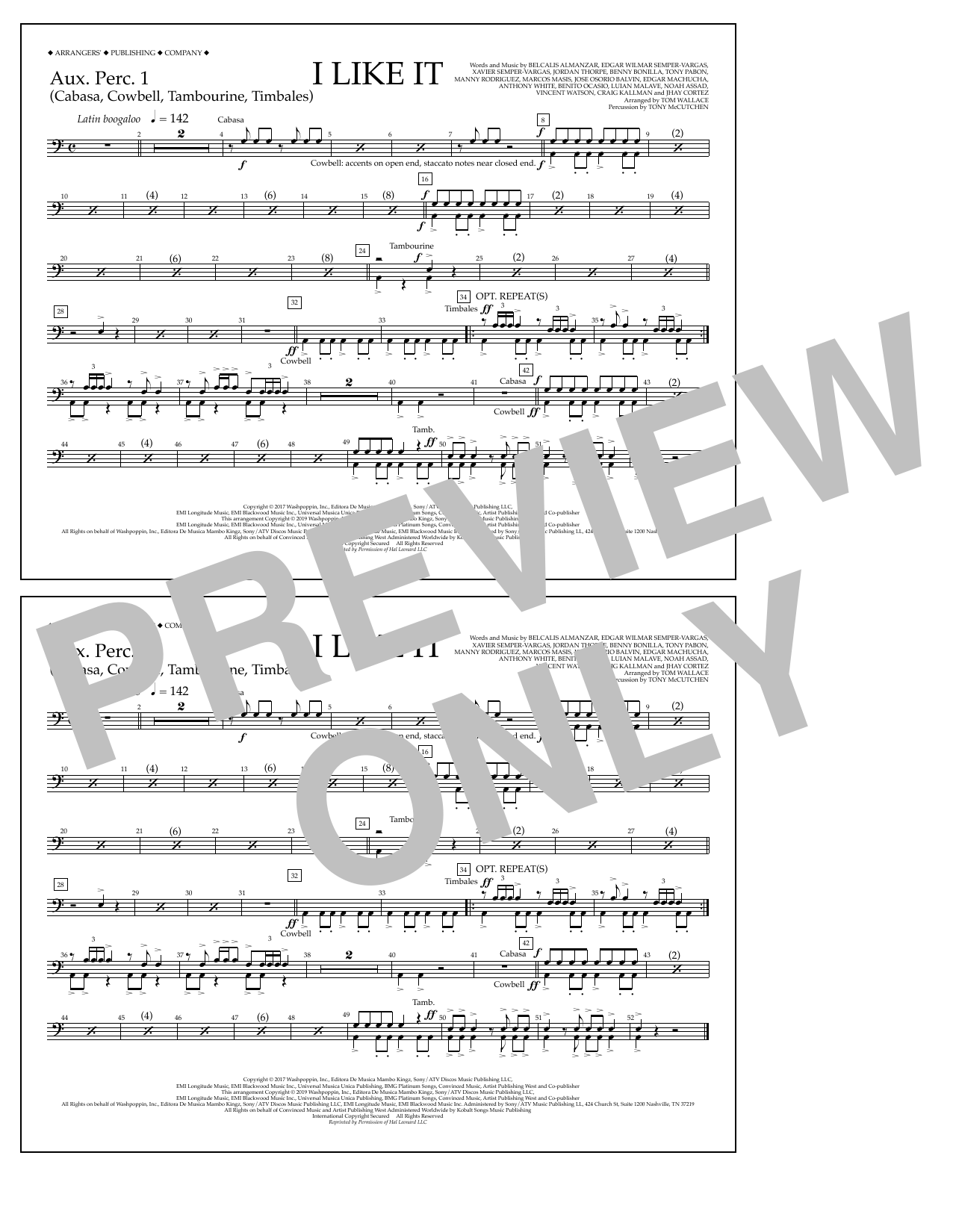 Download Cardi B, Bad Bunny & J Balvin I Like It (arr. Tom Wallace) - Aux. Perc. 1 Sheet Music and learn how to play Marching Band PDF digital score in minutes
