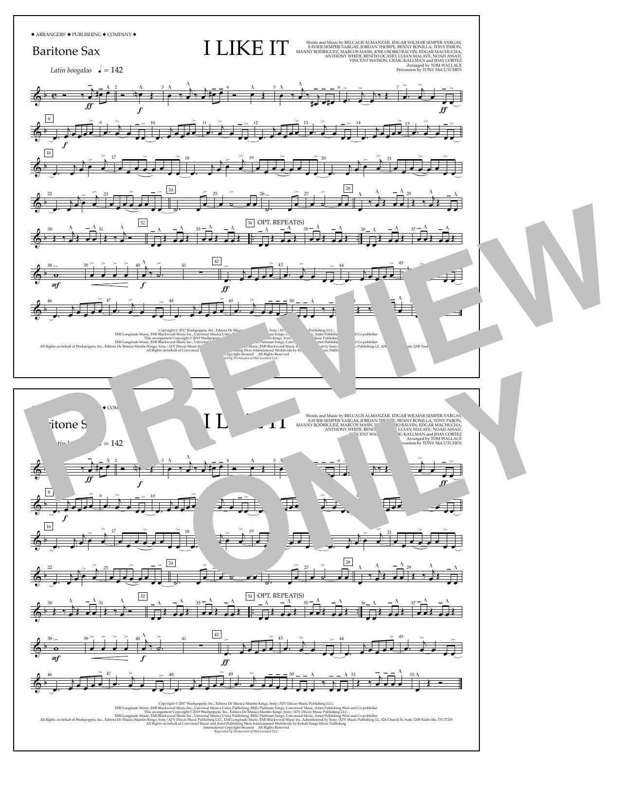 Download Cardi B, Bad Bunny & J Balvin I Like It (arr. Tom Wallace) - Baritone Sax Sheet Music and learn how to play Marching Band PDF digital score in minutes