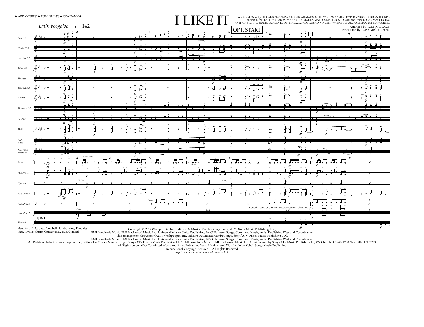 Download Cardi B, Bad Bunny & J Balvin I Like It (arr. Tom Wallace) - Full Score Sheet Music and learn how to play Marching Band PDF digital score in minutes