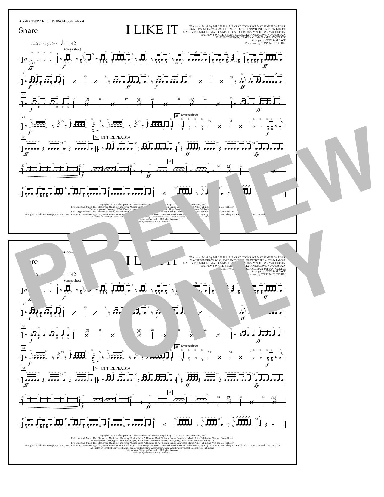 Download Cardi B, Bad Bunny & J Balvin I Like It (arr. Tom Wallace) - Snare Sheet Music and learn how to play Marching Band PDF digital score in minutes