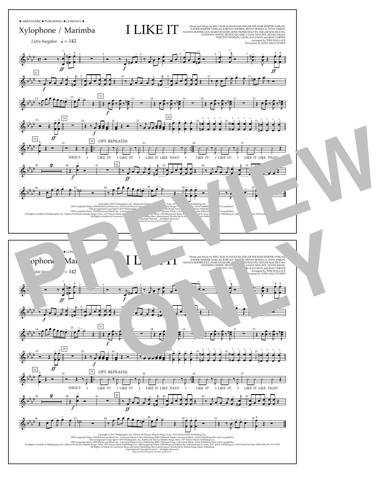 Download Cardi B, Bad Bunny & J Balvin I Like It (arr. Tom Wallace) - Xylophone/Marimba Sheet Music and learn how to play Marching Band PDF digital score in minutes