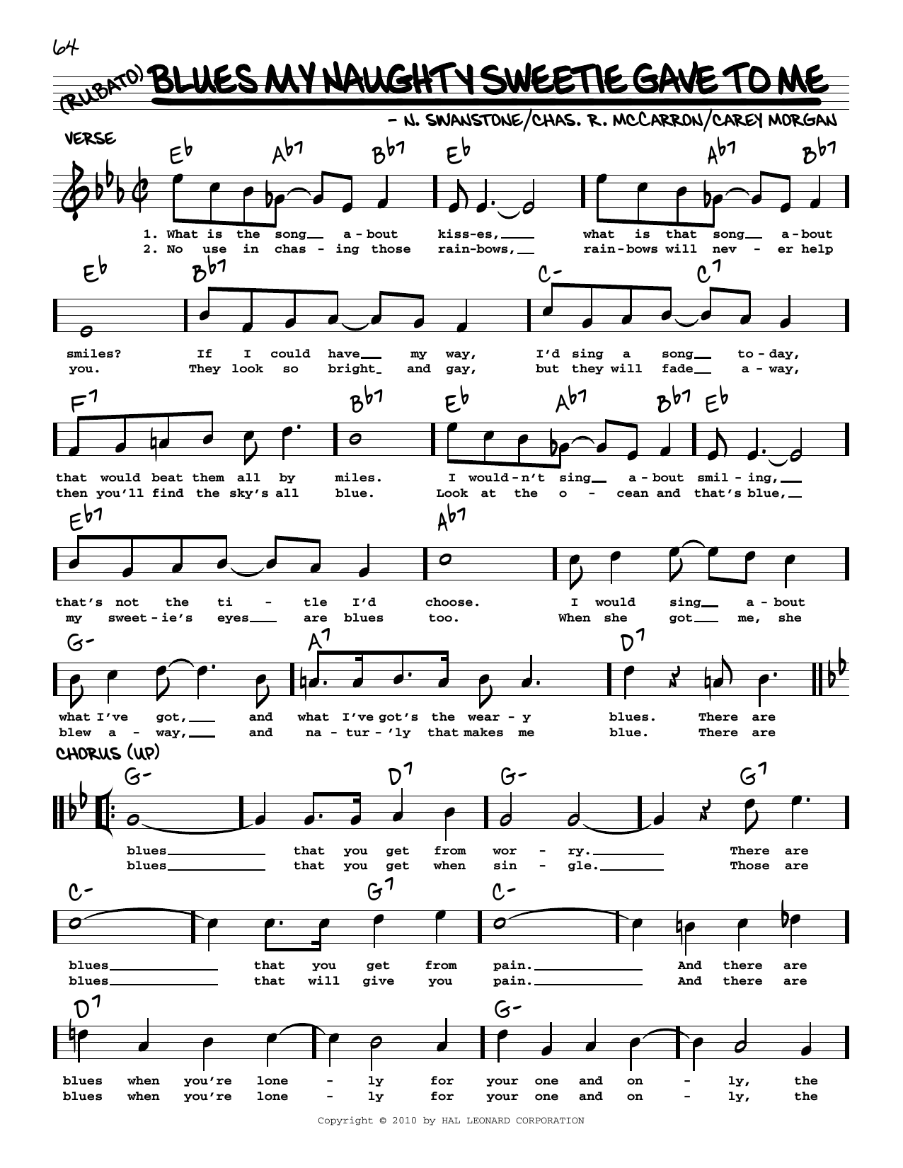 Download Carey Morgan Blues My Naughty Sweetie Gave To Me (arr. Robert Rawlins) Sheet Music and learn how to play Real Book – Melody, Lyrics & Chords PDF digital score in minutes