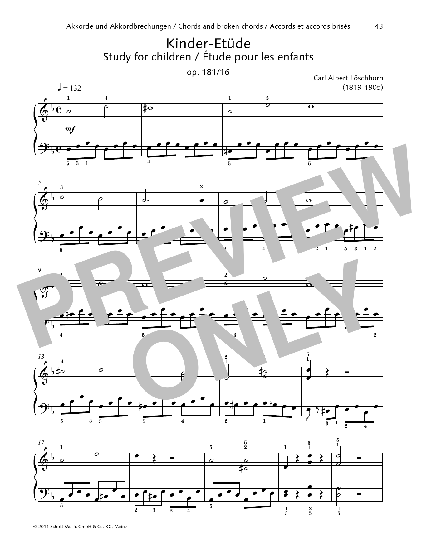 Download Carl Albert Löschhorn Study for children Sheet Music and learn how to play Piano Solo PDF digital score in minutes