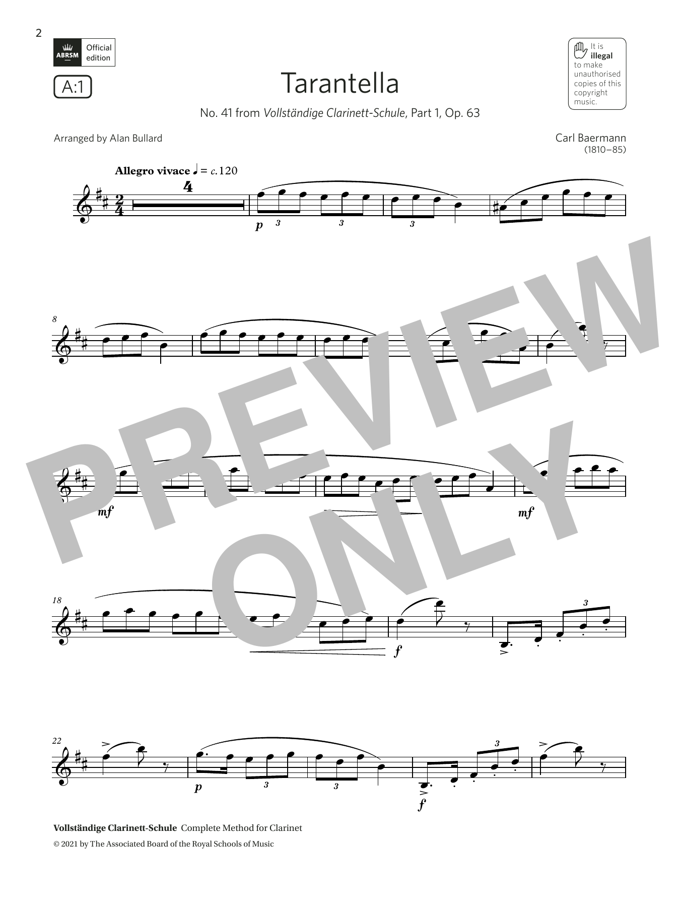 Download Carl Baermann Tarantella (from Vollständige Clarinett-Schule)(Grade 5 A1, the ABRSM Saxophone Sheet Music and learn how to play Alto Sax Solo PDF digital score in minutes