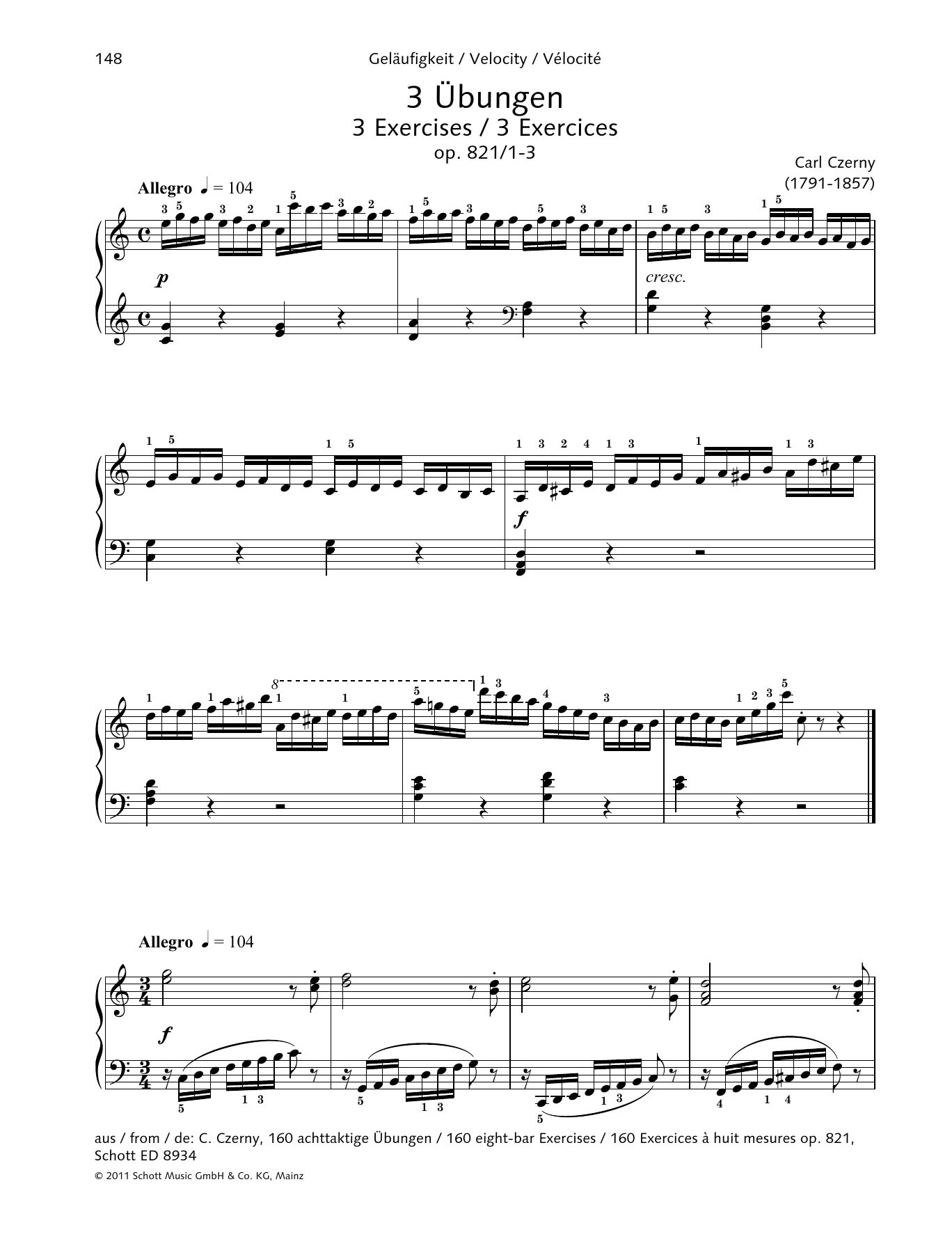 Download Carl Czerny 3 Exercises Sheet Music and learn how to play Piano Solo PDF digital score in minutes