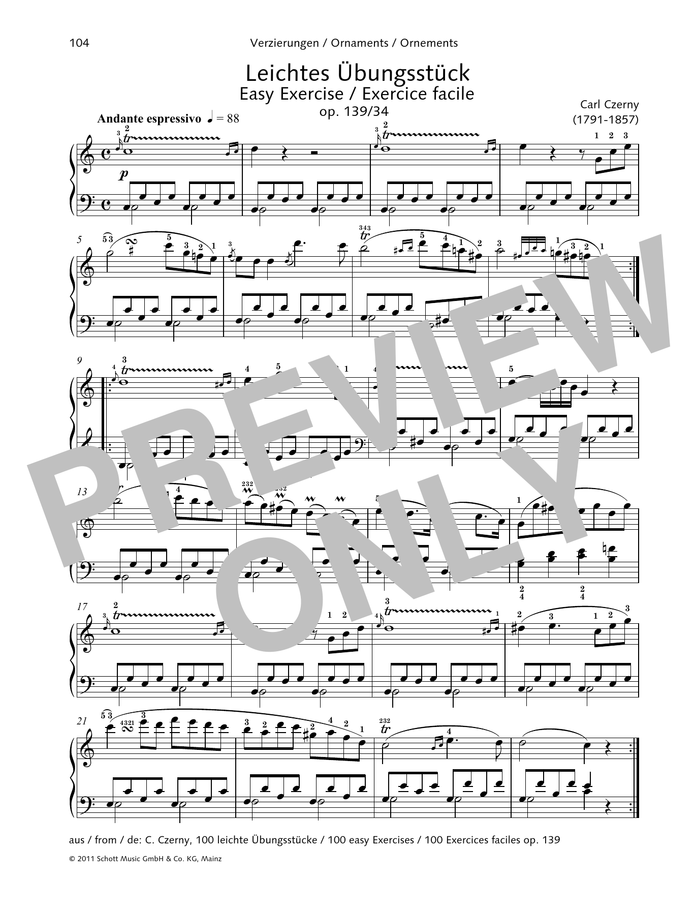 Download Carl Czerny Easy Exercise Sheet Music and learn how to play Piano Solo PDF digital score in minutes