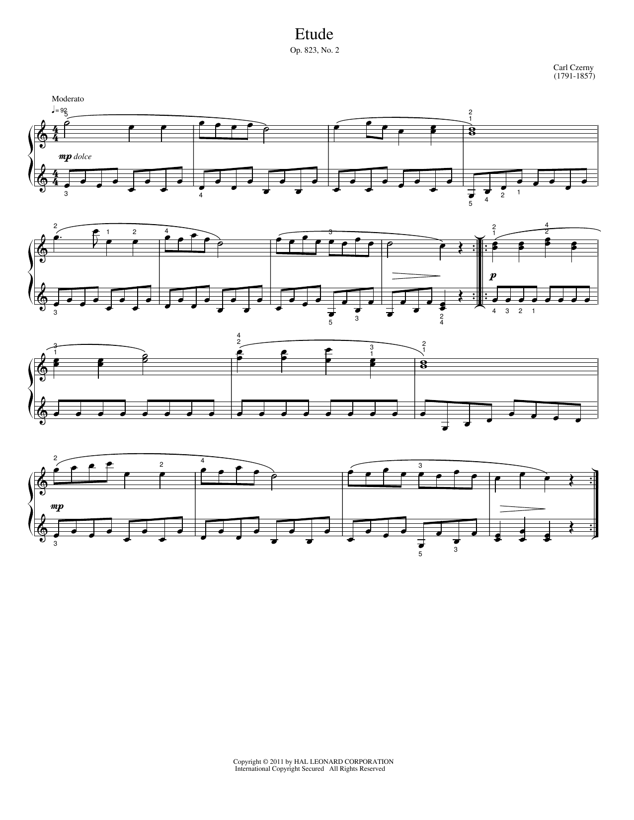 Download Carl Czerny Etude Sheet Music and learn how to play Easy Piano PDF digital score in minutes