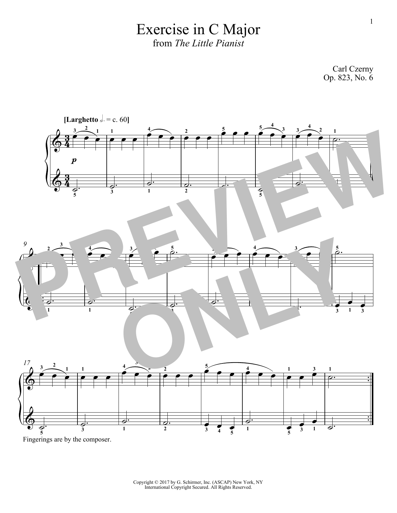 Download Carl Czerny Exercise in C Major, Op. 823, No. 6 Sheet Music and learn how to play Piano PDF digital score in minutes