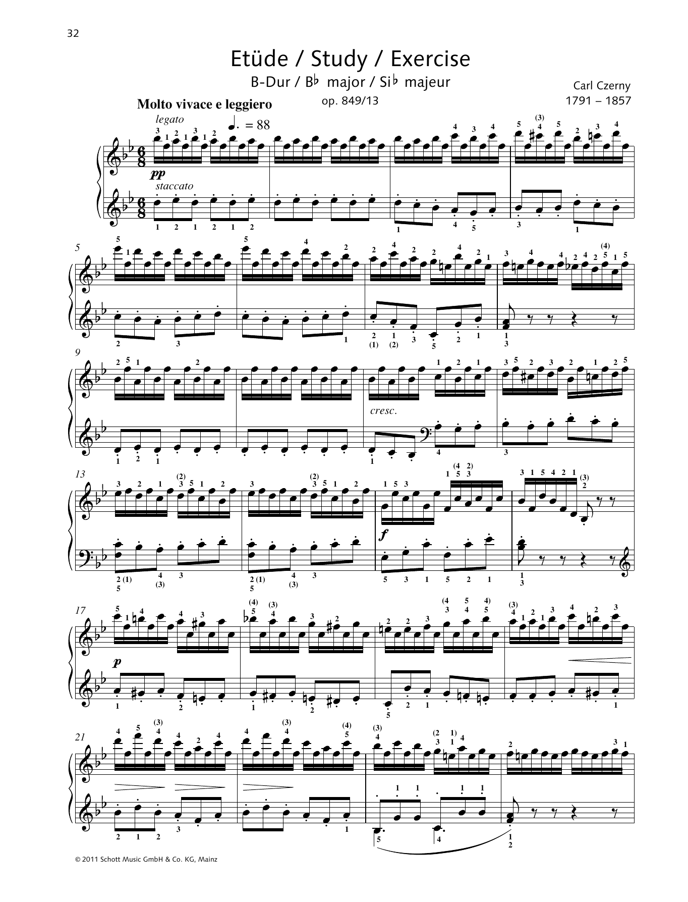 Download Carl Czerny Study B major Sheet Music and learn how to play Piano Solo PDF digital score in minutes