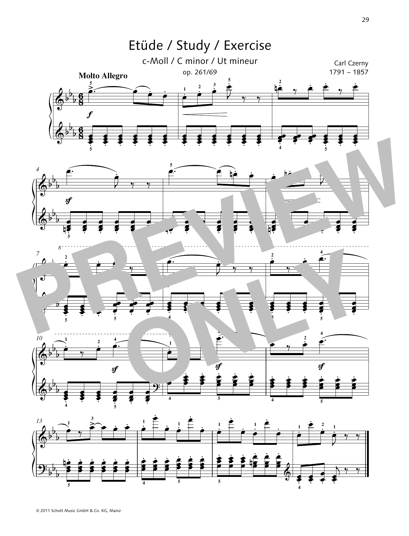 Download Carl Czerny Study C minor Sheet Music and learn how to play Piano Solo PDF digital score in minutes