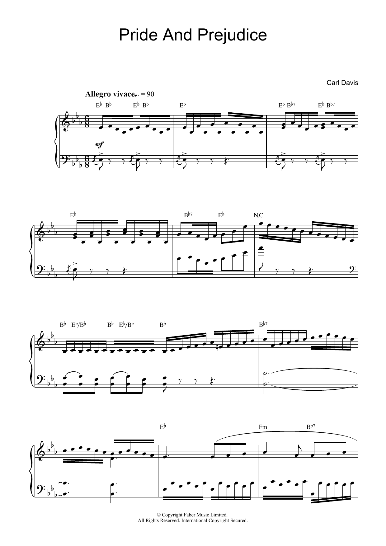 Download Carl Davis Pride And Prejudice Sheet Music and learn how to play Piano PDF digital score in minutes