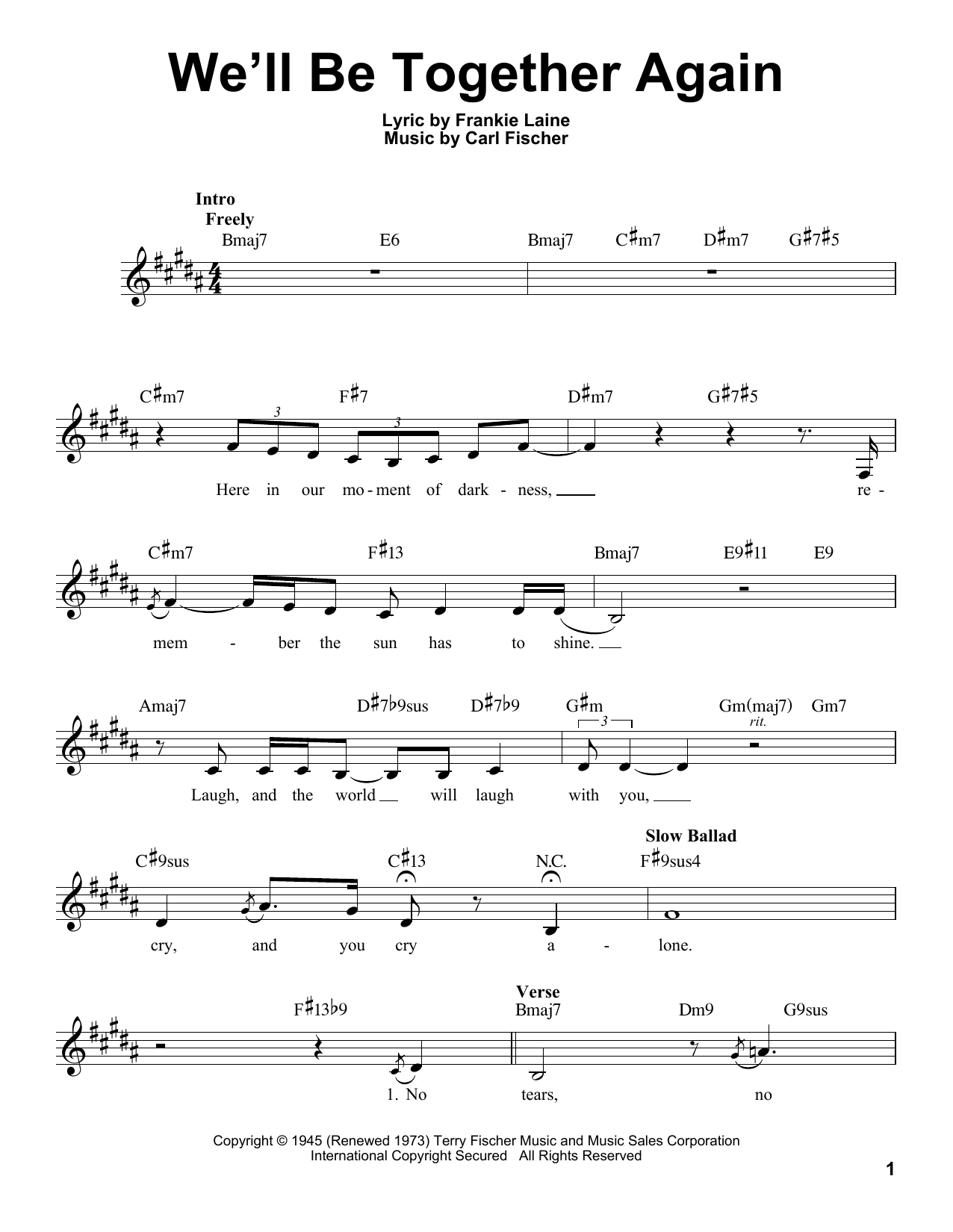 Download Carl Fischer We'll Be Together Again Sheet Music and learn how to play Pro Vocal PDF digital score in minutes