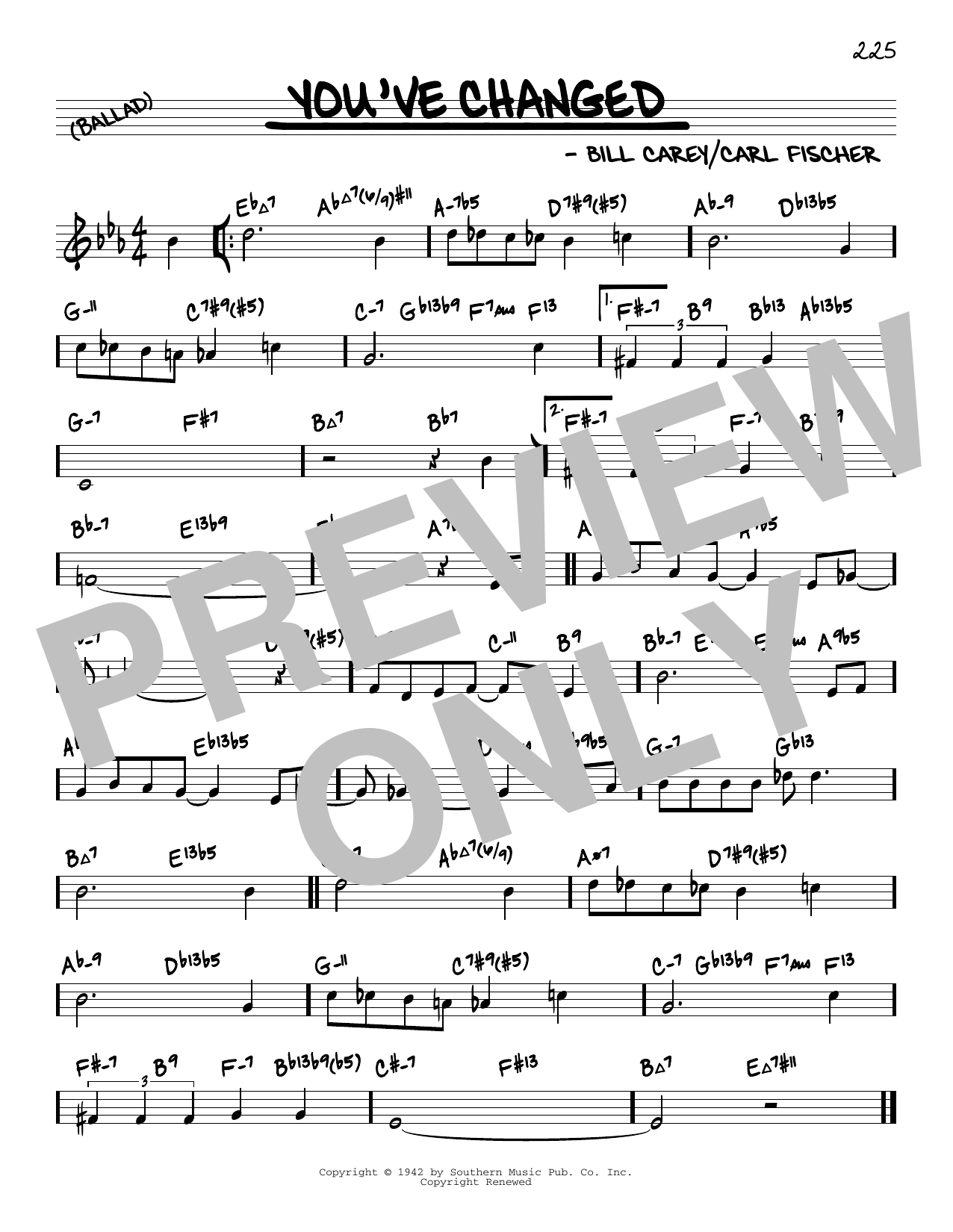 Download Carl Fischer You've Changed (arr. David Hazeltine) Sheet Music and learn how to play Real Book – Enhanced Chords PDF digital score in minutes