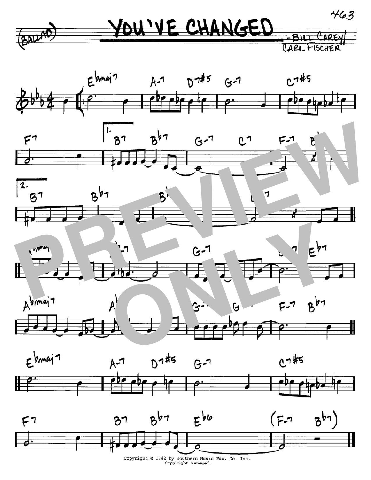 Download Carl Fischer You've Changed Sheet Music and learn how to play Real Book – Melody & Chords – C Instruments PDF digital score in minutes