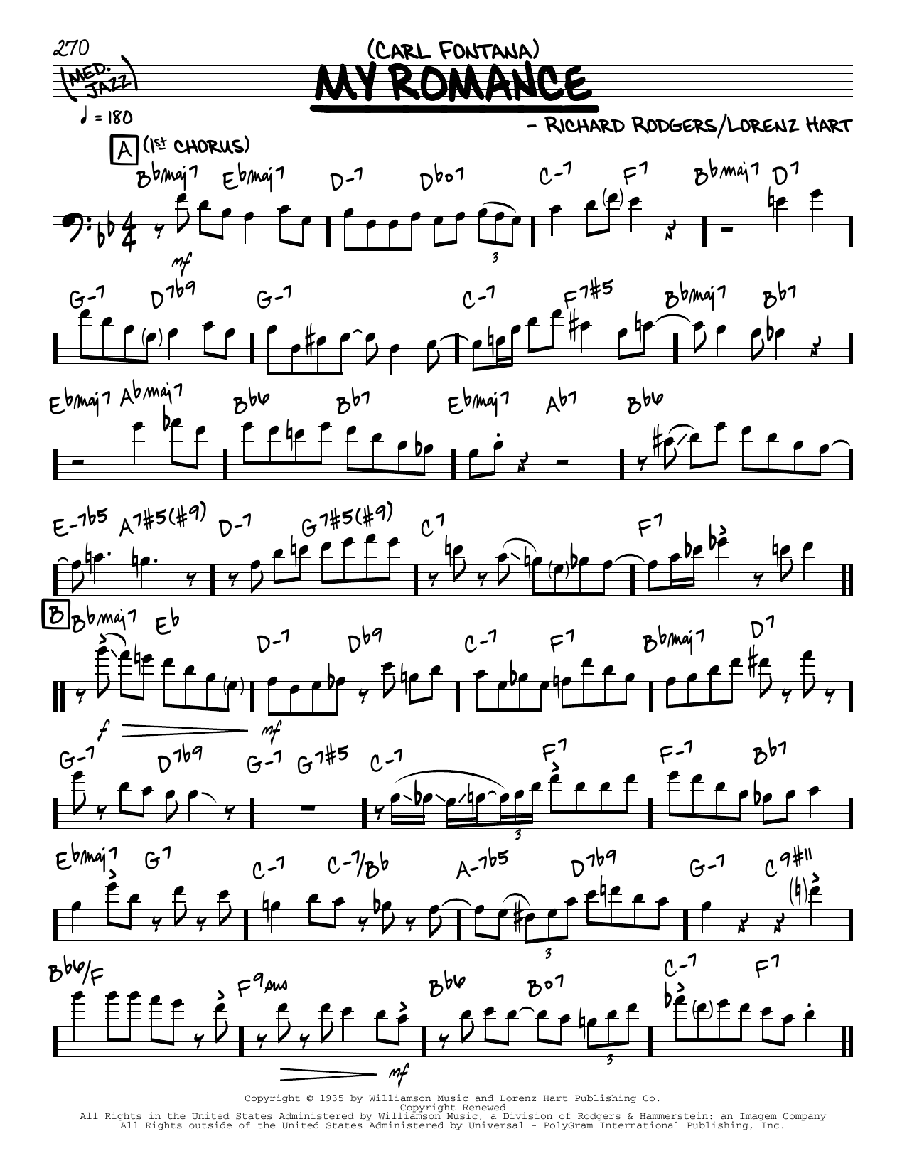 Download Carl Fontana My Romance Sheet Music and learn how to play Real Book – Melody & Chords PDF digital score in minutes