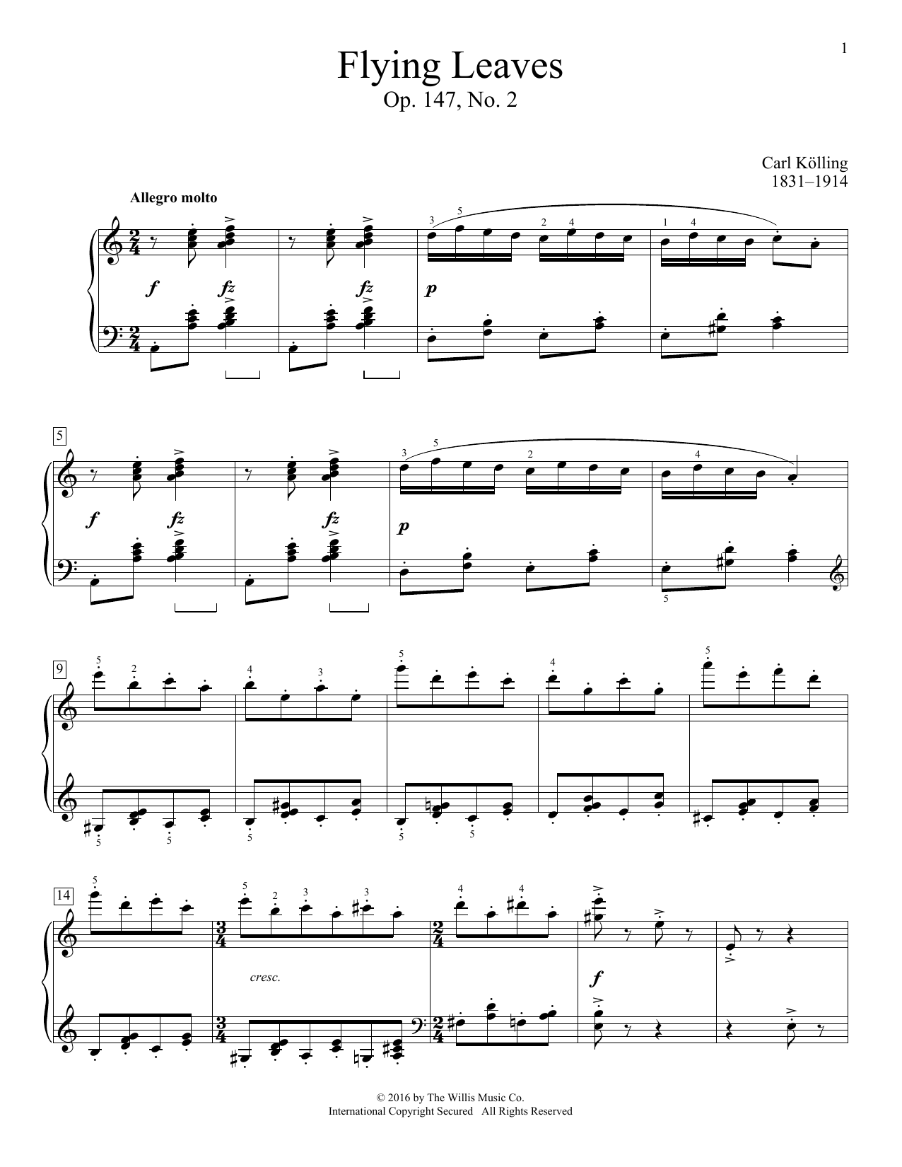 Download Carl Kolling Flying Leaves, Op. 147, No. 2 Sheet Music and learn how to play Educational Piano PDF digital score in minutes