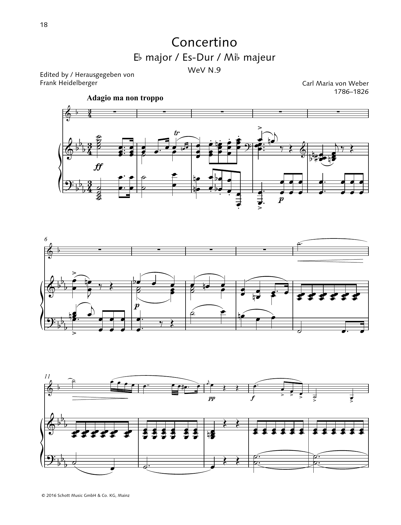 Download Carl Maria von Weber Concertino E-flat major Sheet Music and learn how to play Woodwind Solo PDF digital score in minutes