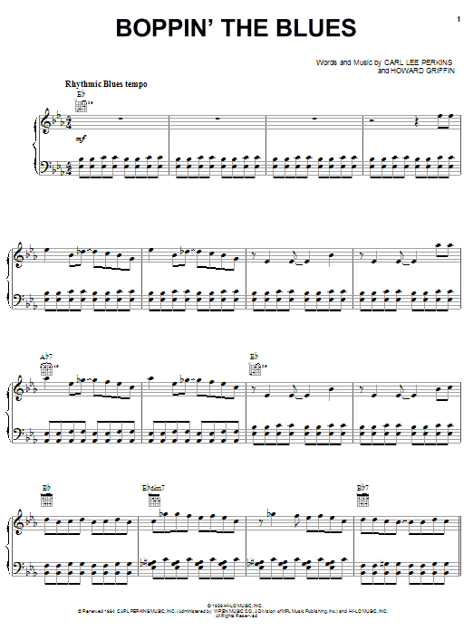 Download Carl Perkins Boppin' The Blues Sheet Music and learn how to play Easy Guitar Tab PDF digital score in minutes