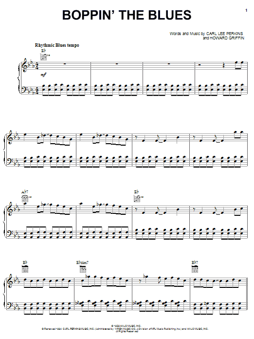 Download Carl Perkins Boppin' The Blues Sheet Music and learn how to play Guitar Tab PDF digital score in minutes