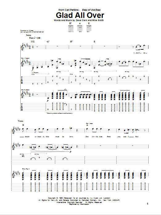Download Carl Perkins Glad All Over Sheet Music and learn how to play Guitar Tab PDF digital score in minutes