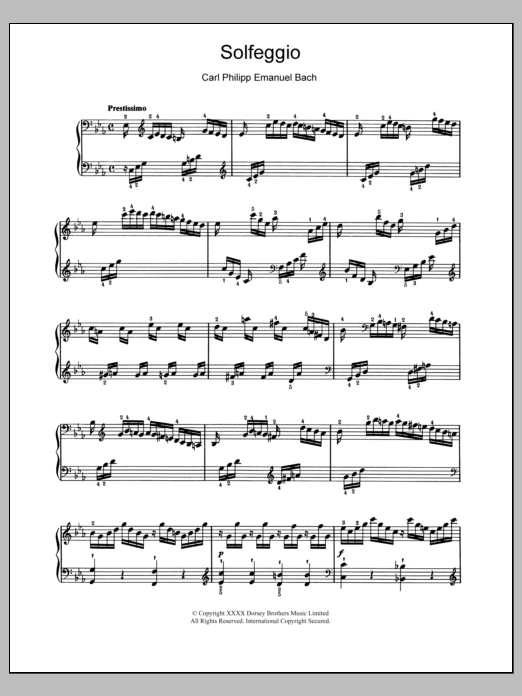 Download Carl Philipp Emanuel Bach Solfeggio Sheet Music and learn how to play Piano PDF digital score in minutes