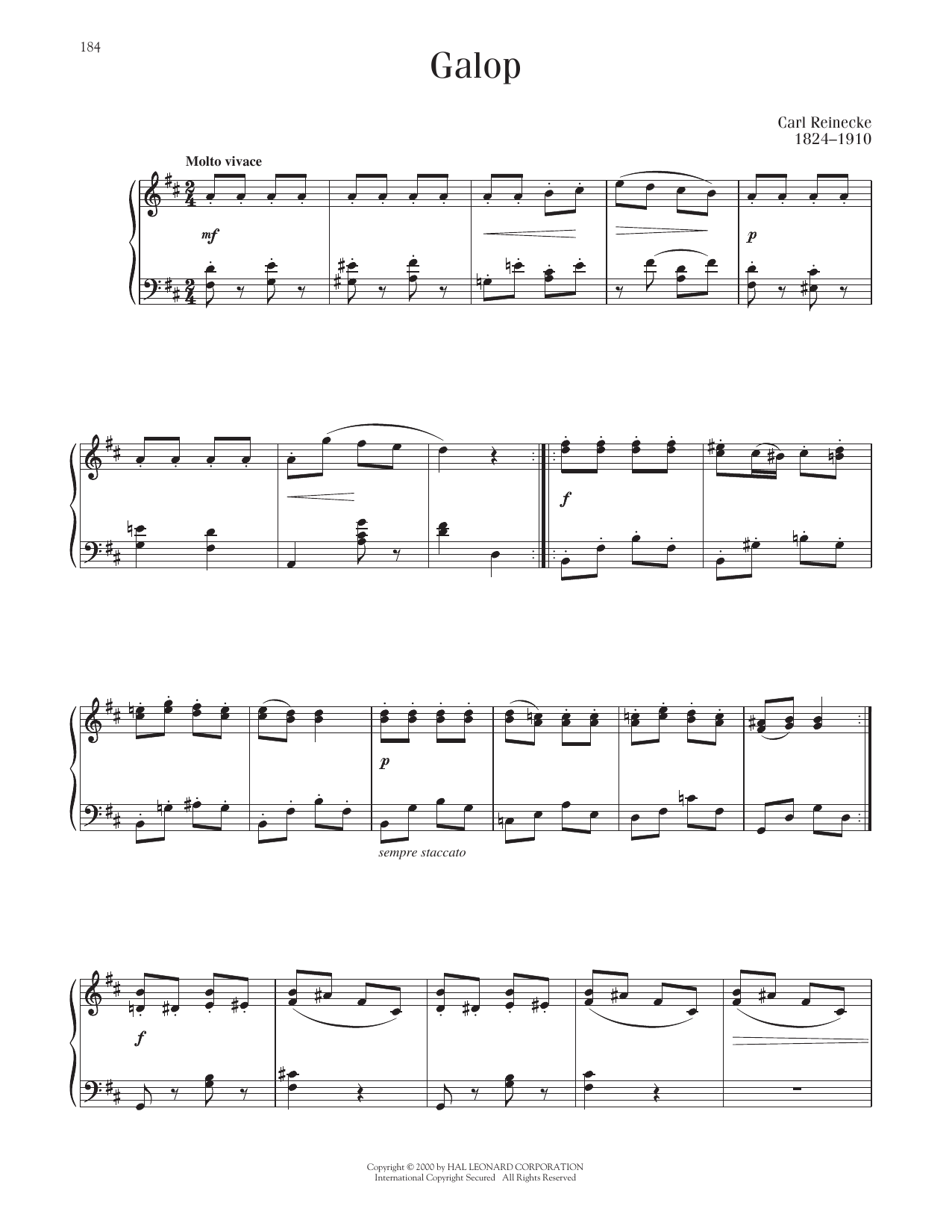 Download Carl Reinecke Galop Sheet Music and learn how to play Piano Solo PDF digital score in minutes