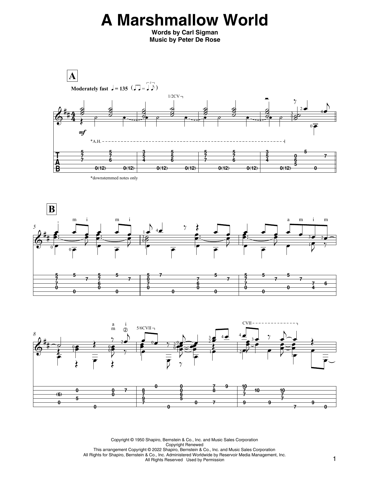 Download Carl Sigman A Marshmallow World (arr. David Jaggs) Sheet Music and learn how to play Solo Guitar PDF digital score in minutes