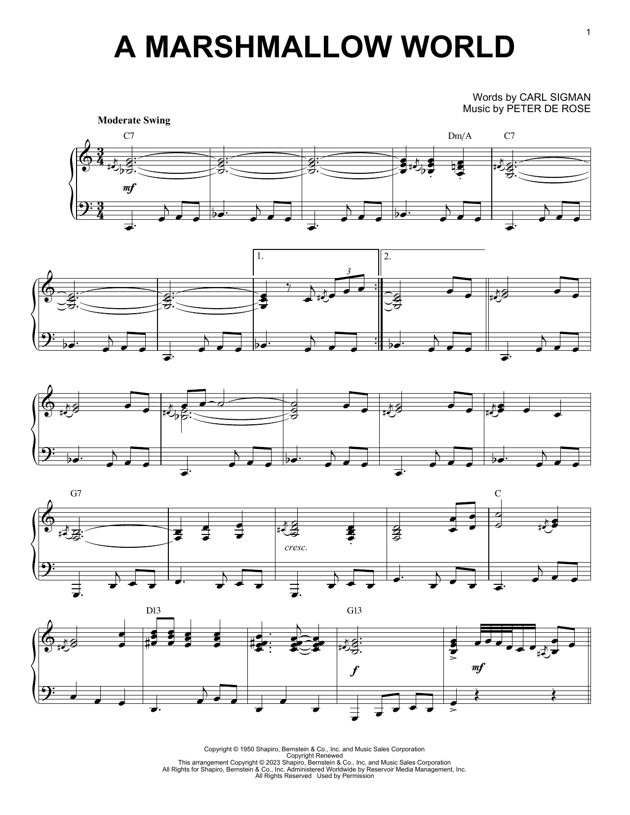Download Carl Sigman A Marshmallow World [Boogie Woogie version] (arr. Brent Edstrom) Sheet Music and learn how to play Piano Solo PDF digital score in minutes