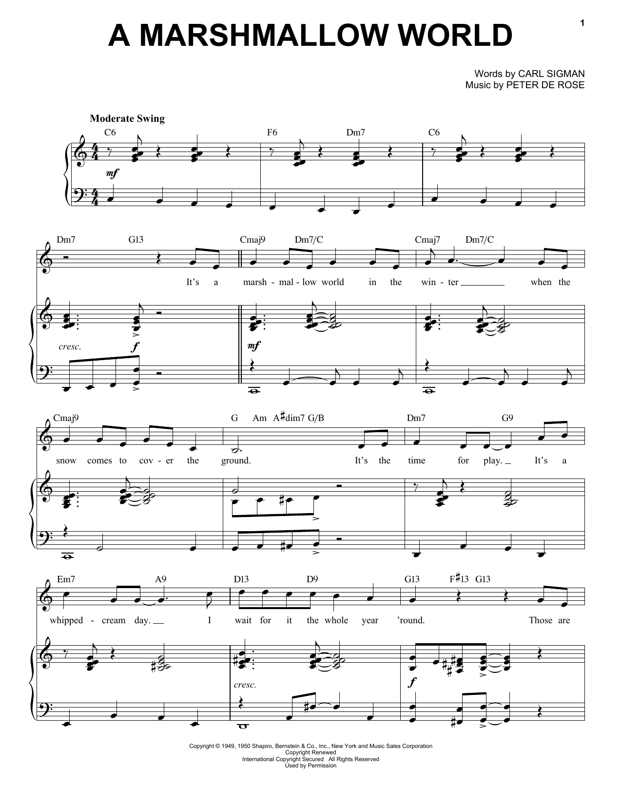 Download Carl Sigman A Marshmallow World [Jazz Version] (arr. Brent Edstrom) Sheet Music and learn how to play Piano & Vocal PDF digital score in minutes