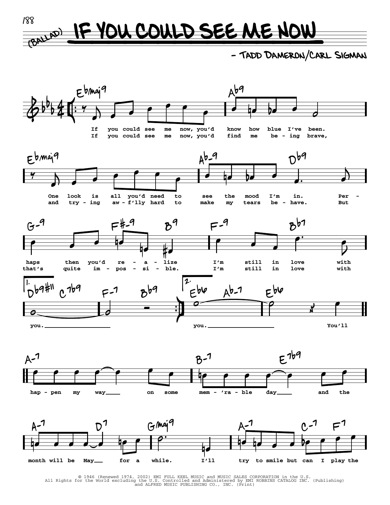 Download Carl Sigman If You Could See Me Now (High Voice) Sheet Music and learn how to play Real Book – Melody, Lyrics & Chords PDF digital score in minutes