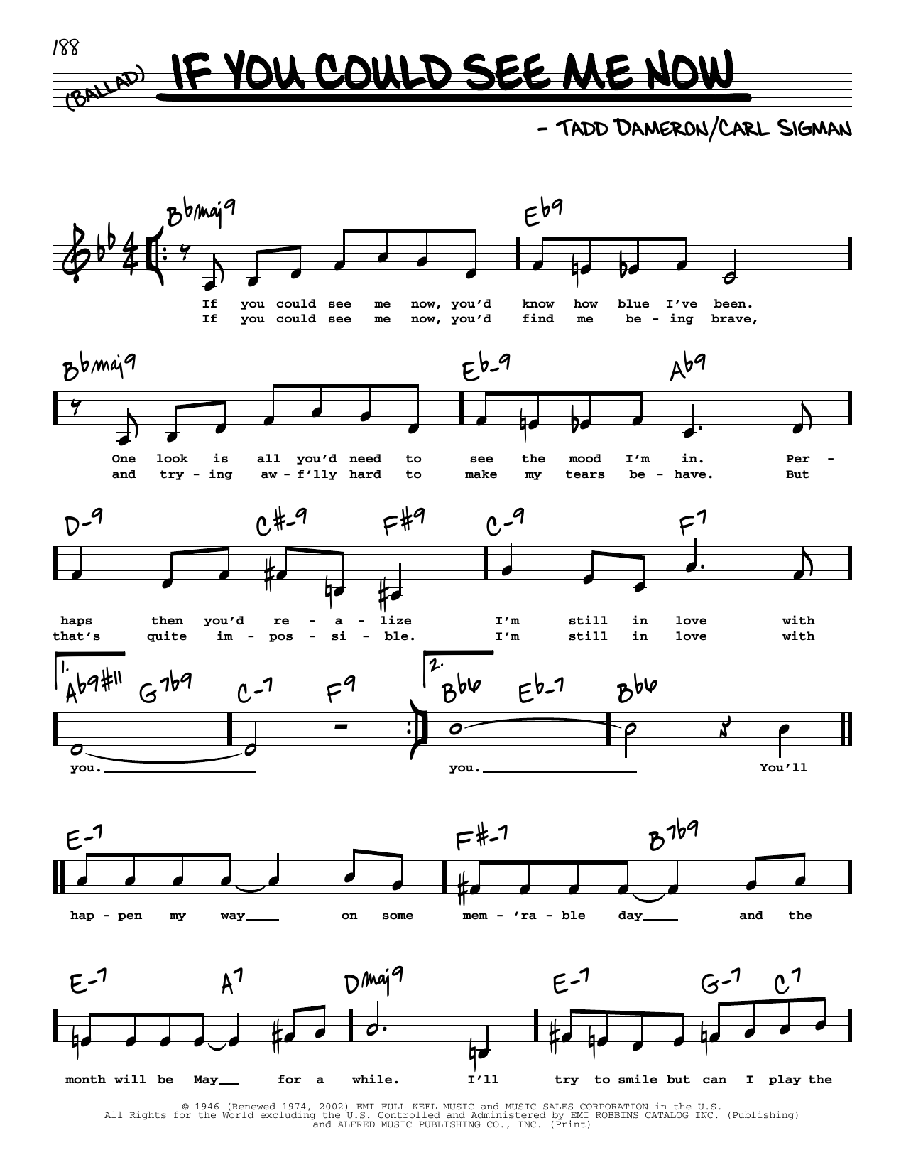 Download Carl Sigman If You Could See Me Now (Low Voice) Sheet Music and learn how to play Real Book – Melody, Lyrics & Chords PDF digital score in minutes