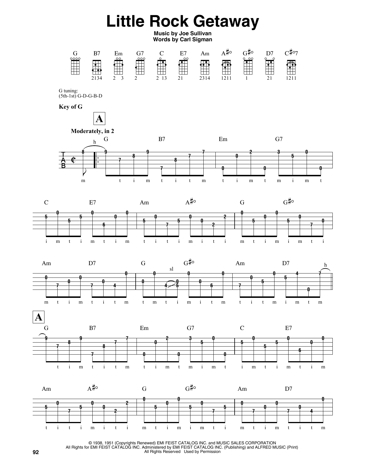 Download Carl Sigman Little Rock Getaway Sheet Music and learn how to play Banjo PDF digital score in minutes