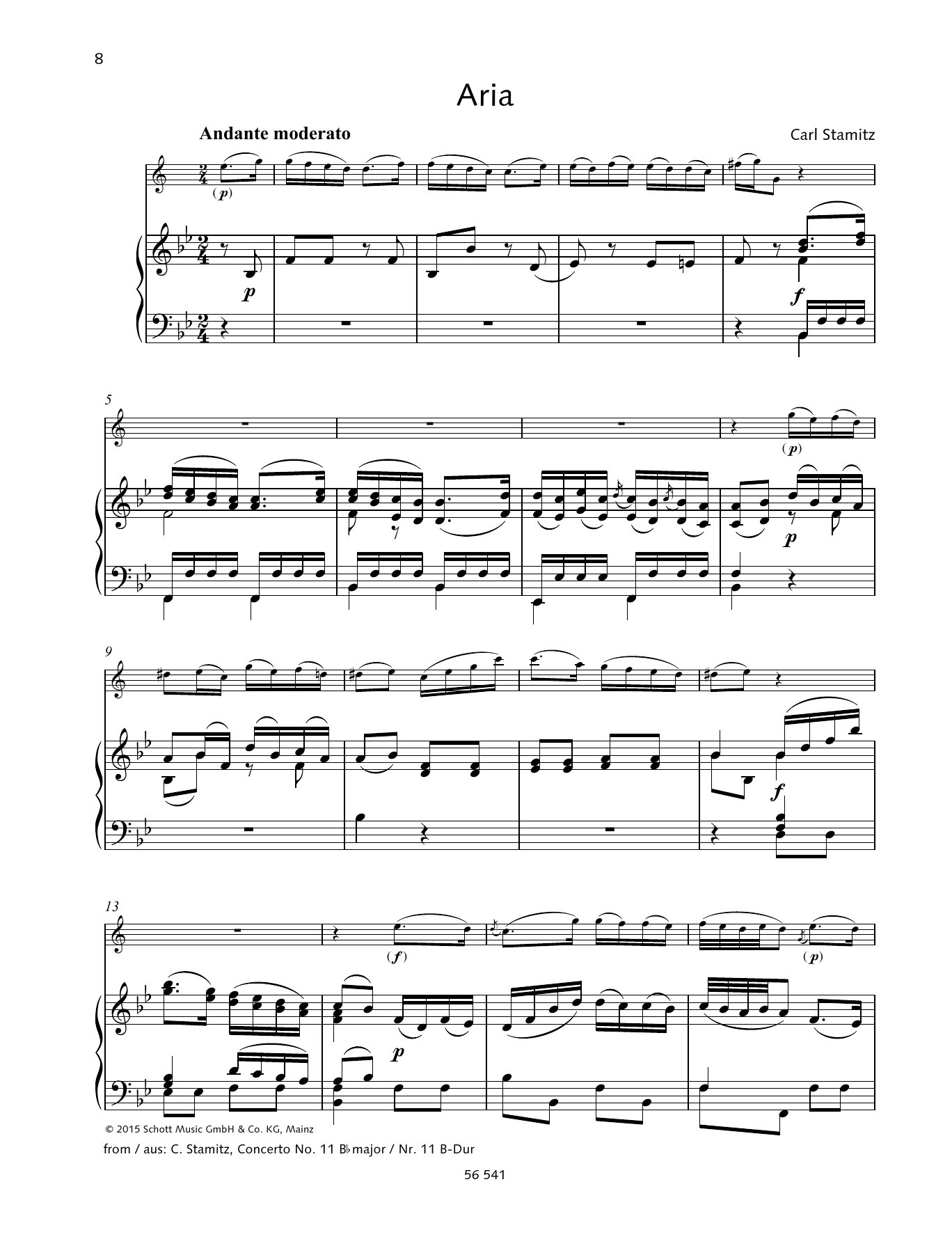 Download Carl Stamitz Aria Sheet Music and learn how to play Woodwind Solo PDF digital score in minutes