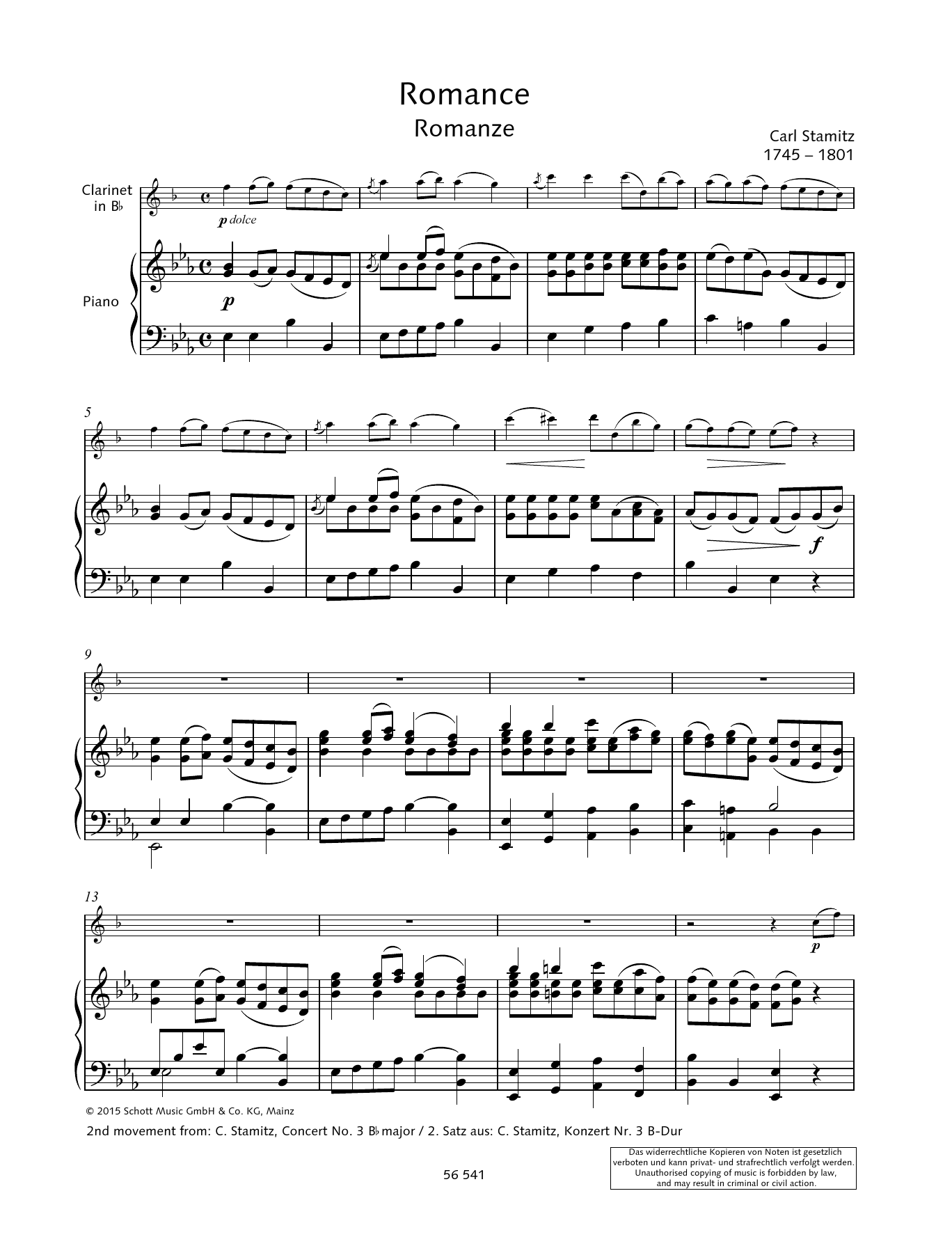 Download Carl Stamitz Romance Sheet Music and learn how to play Woodwind Solo PDF digital score in minutes