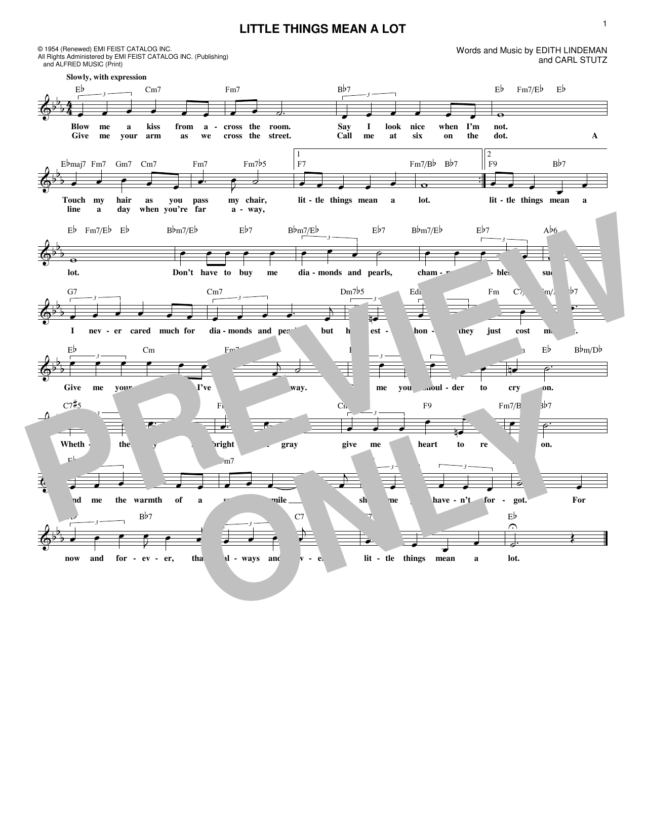 Download Carl Stutz Little Things Mean A Lot Sheet Music and learn how to play Real Book – Melody & Chords PDF digital score in minutes