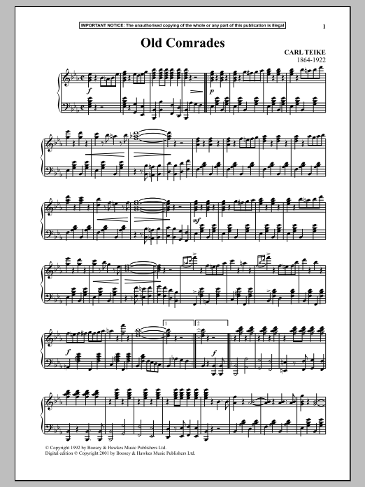 Download Carl Teike Old Comrades Sheet Music and learn how to play Piano PDF digital score in minutes