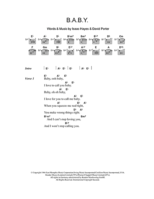 Download Carla Thomas B.A.B.Y. Sheet Music and learn how to play Lyrics & Chords PDF digital score in minutes