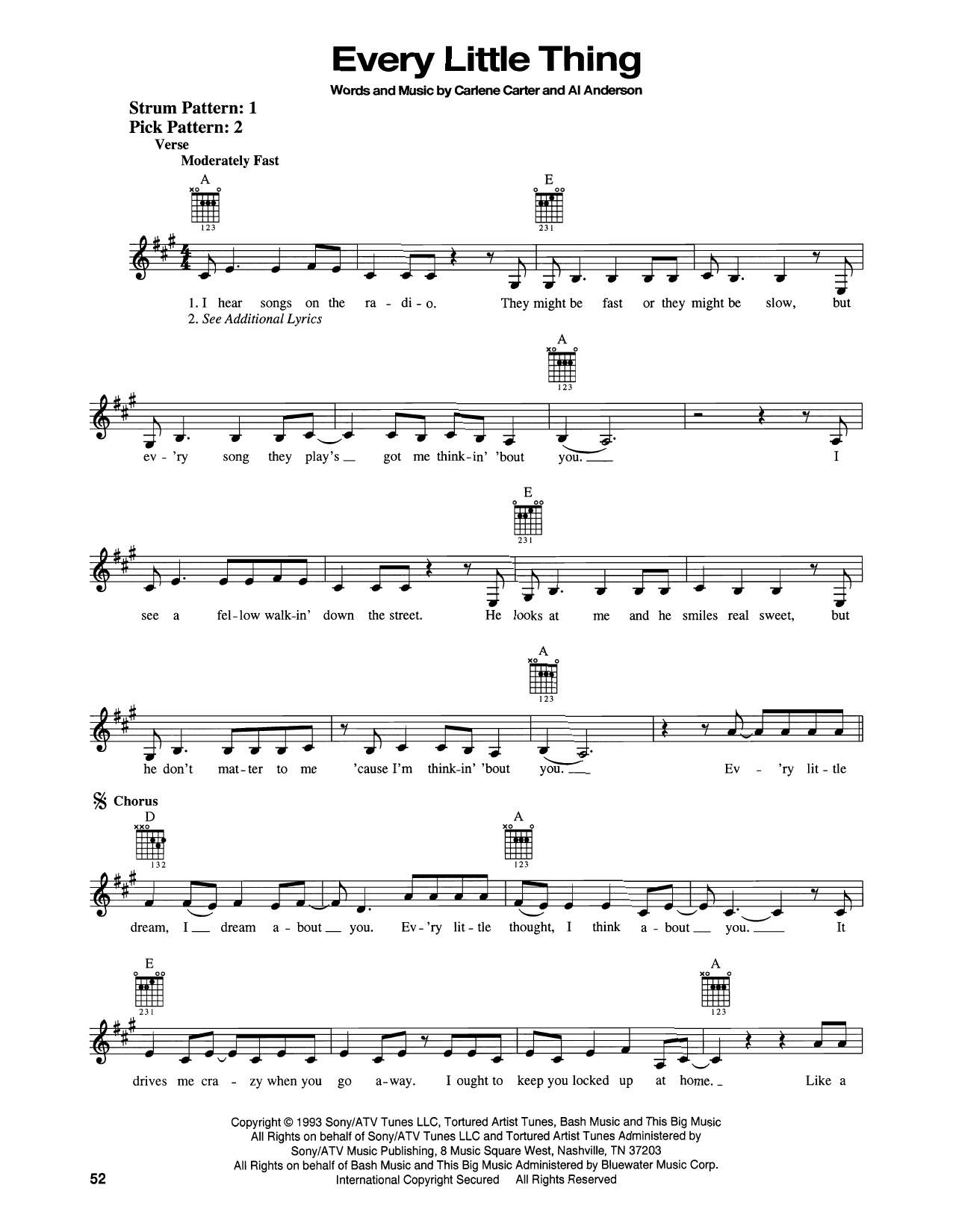 Download Carlene Carter Every Little Thing Sheet Music and learn how to play Easy Guitar PDF digital score in minutes
