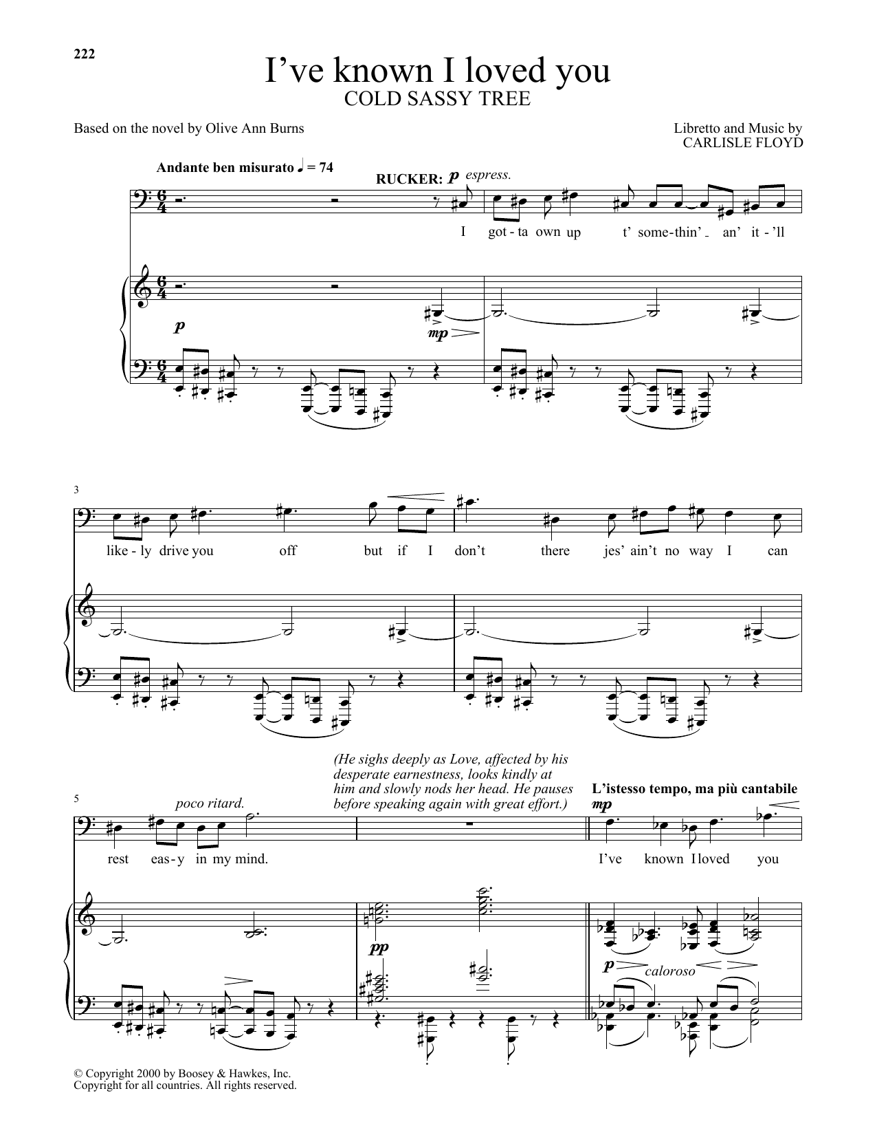 Download Carlisle Floyd I've Known I Loved You Sheet Music and learn how to play Piano & Vocal PDF digital score in minutes