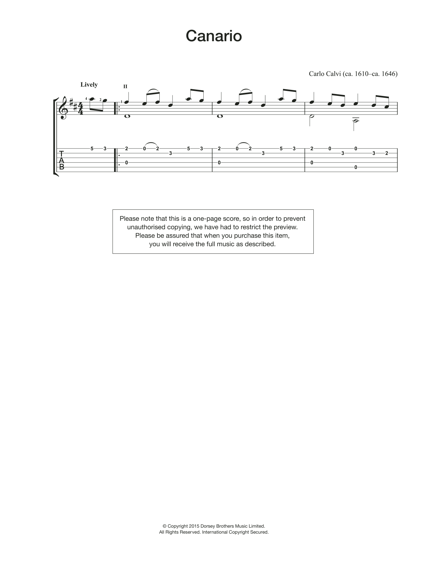 Download Carlo Calvi Canario Sheet Music and learn how to play Guitar PDF digital score in minutes