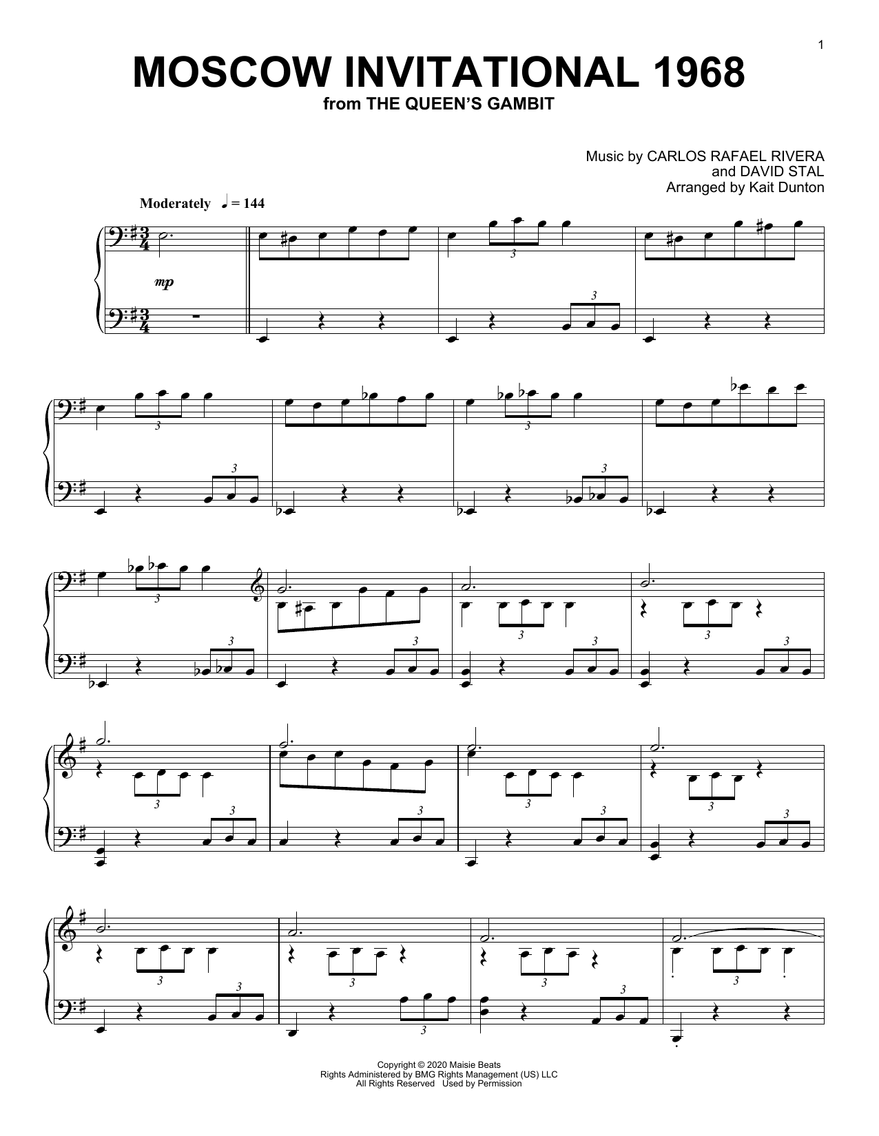 Download Carlos Rafael Rivera Moscow Invitational 1968 (from The Queen's Gambit) Sheet Music and learn how to play Piano Solo PDF digital score in minutes